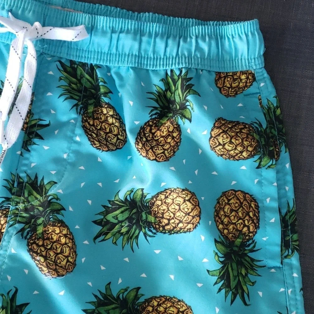 Men's Trinity Collective Pineapple Slim-Fit Elastic Swim Shorts, Size L